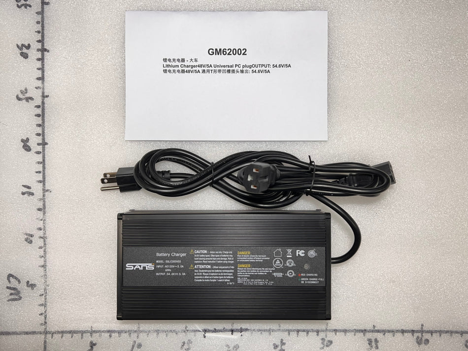 Lithium Charger 48V/5A Universal PC Plug Output: 54.6V/5A Emmo Urban